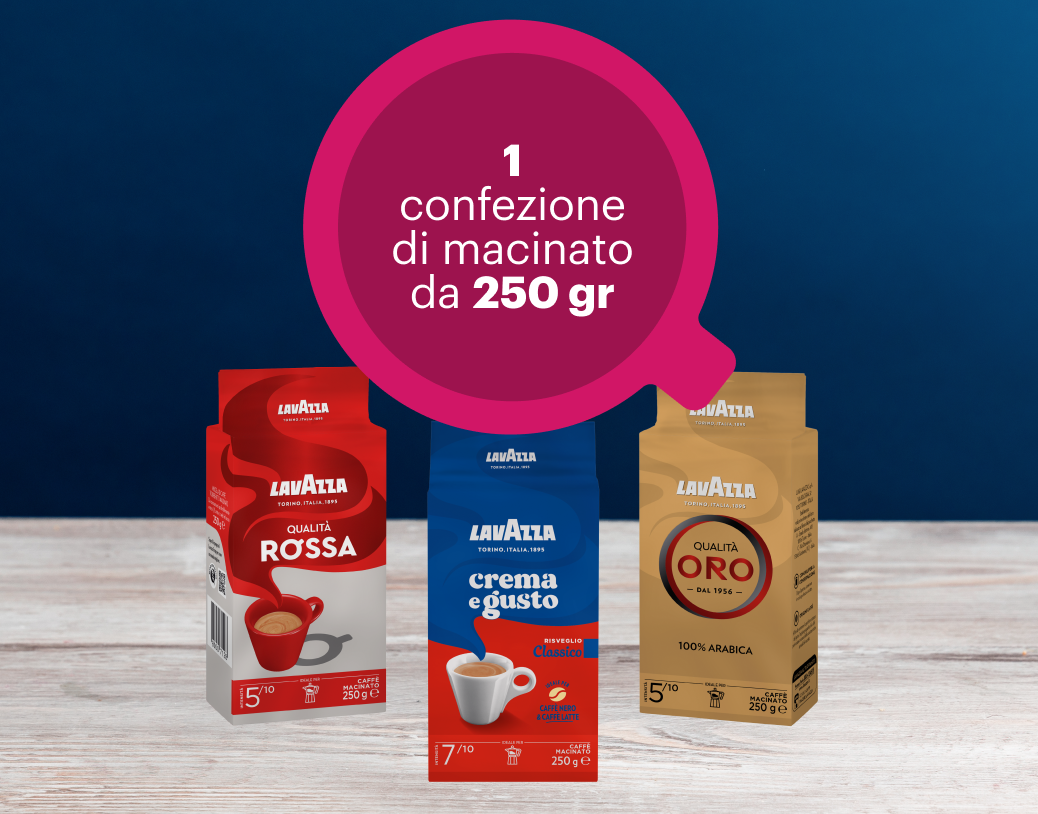Una confezione di caffè Lavazza macinato da 250gr